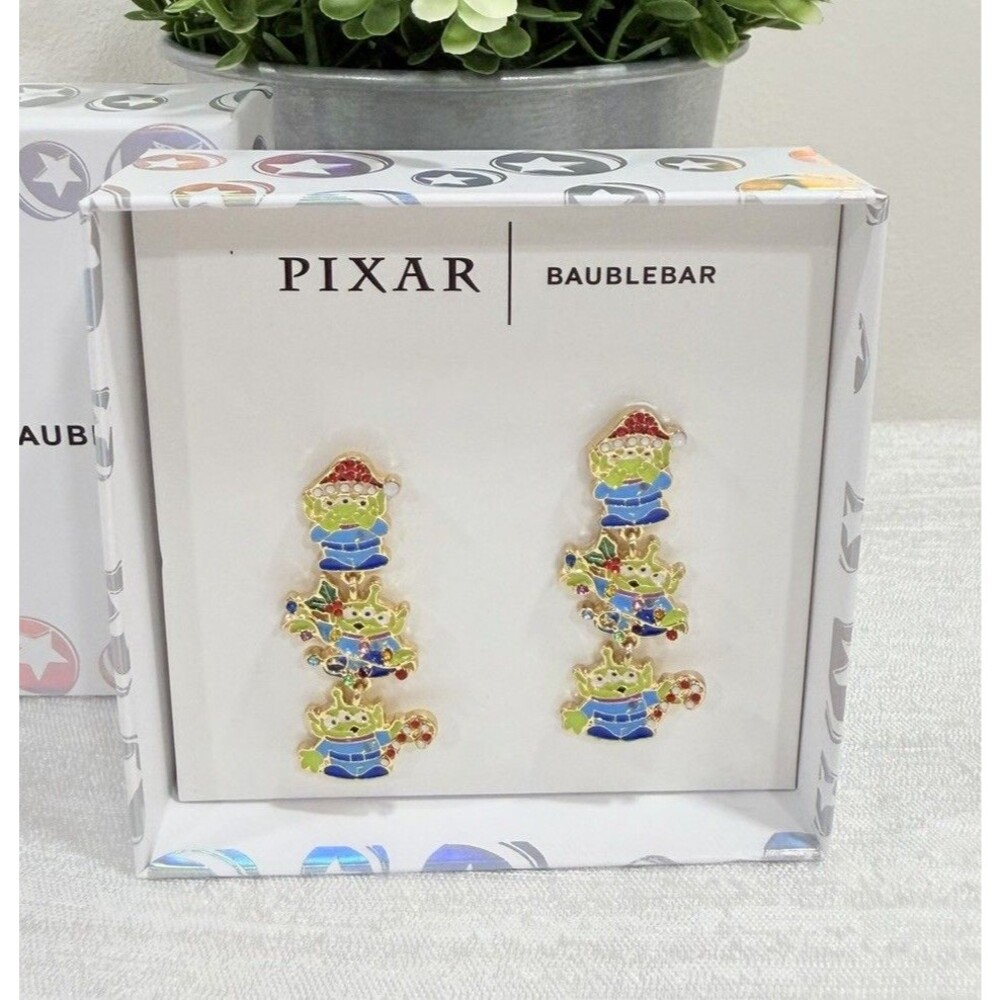 Pixar x BaubleBar Toy Story Alien Christmas Holiday Dangle Earrings NIB